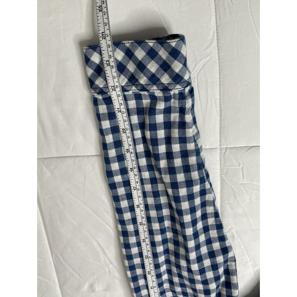 J Jill XL Blue White Gingham Check Cotton Blouse Boat Neck Button Front Cottagec - Picture 8 of 13